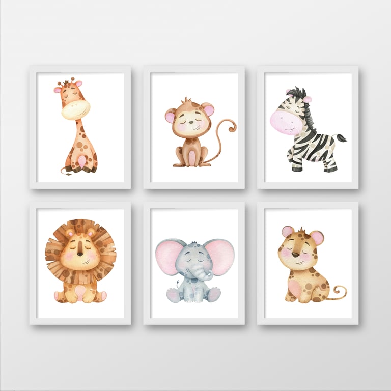 Safari animals nursery prints, safari animals nursery, safari art
