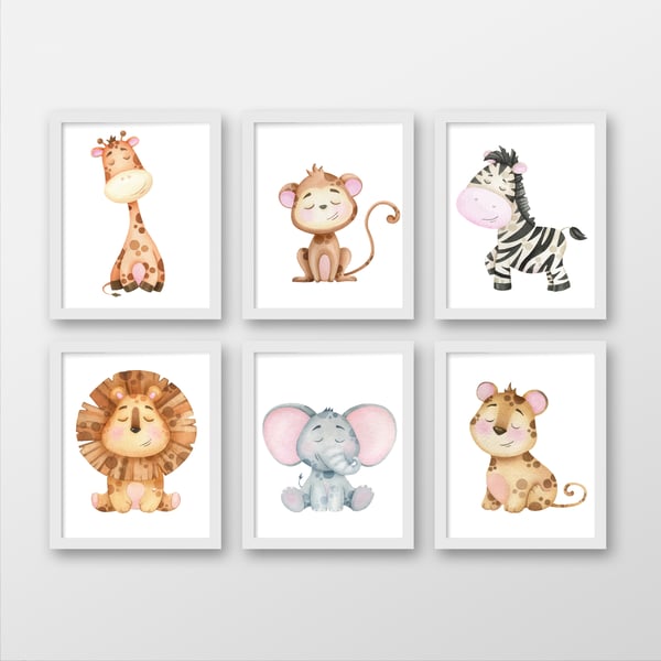 Safari animals nursery prints, safari animals nursery, safari art