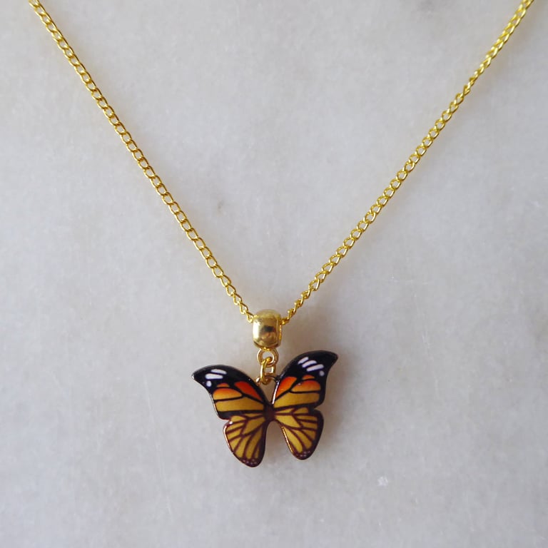 Golden Yellow Butterfly Pendant with gold plated Chain