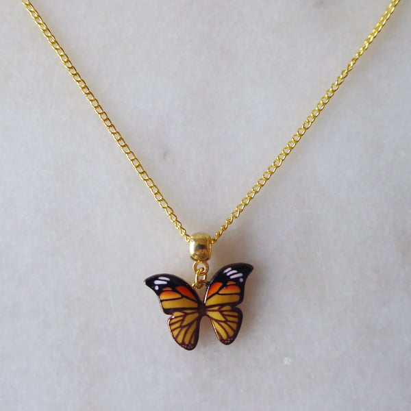 Golden Yellow Butterfly Pendant with gold plated Chain