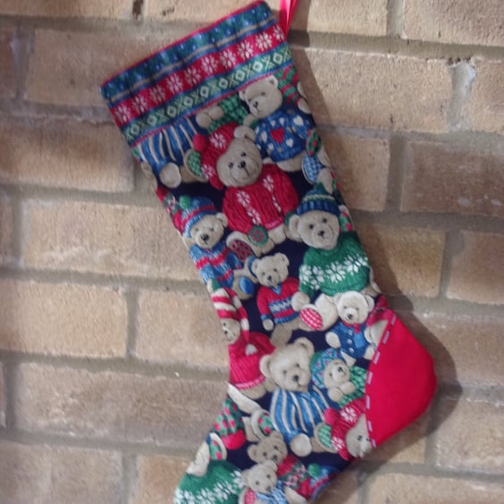 Teddy Bears in Their Christmas Jumpers Christmas Stocking
