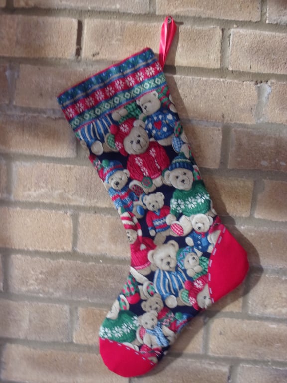 Teddy Bears in Their Christmas Jumpers Christmas Stocking