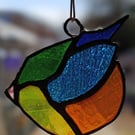 Stained Glass Bird Suncatcher, Handmade Window Hanging, Colourful Bird Glass Art