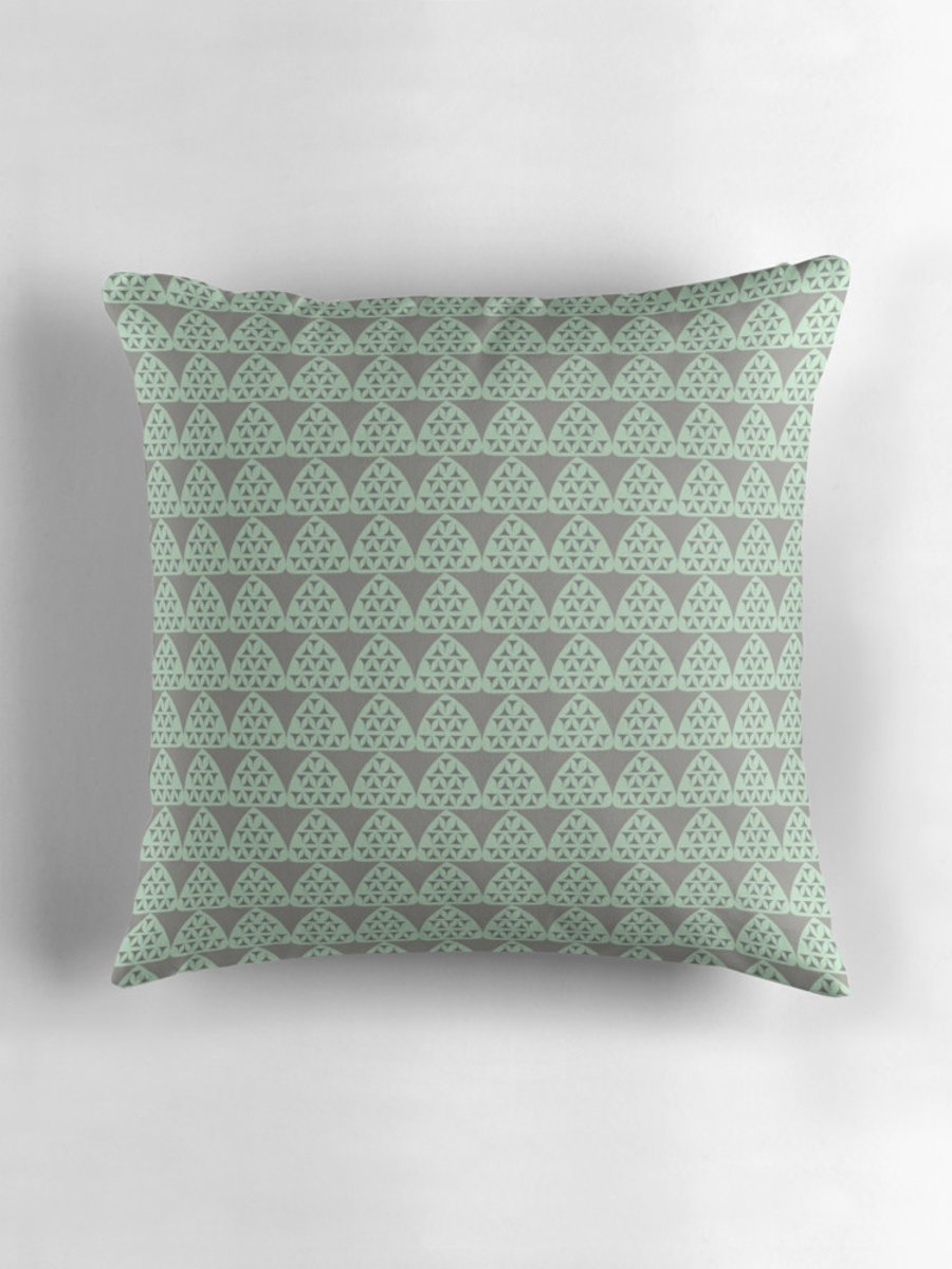 Grey, Mint and Grey Triangles Cushion Cover 16 inch