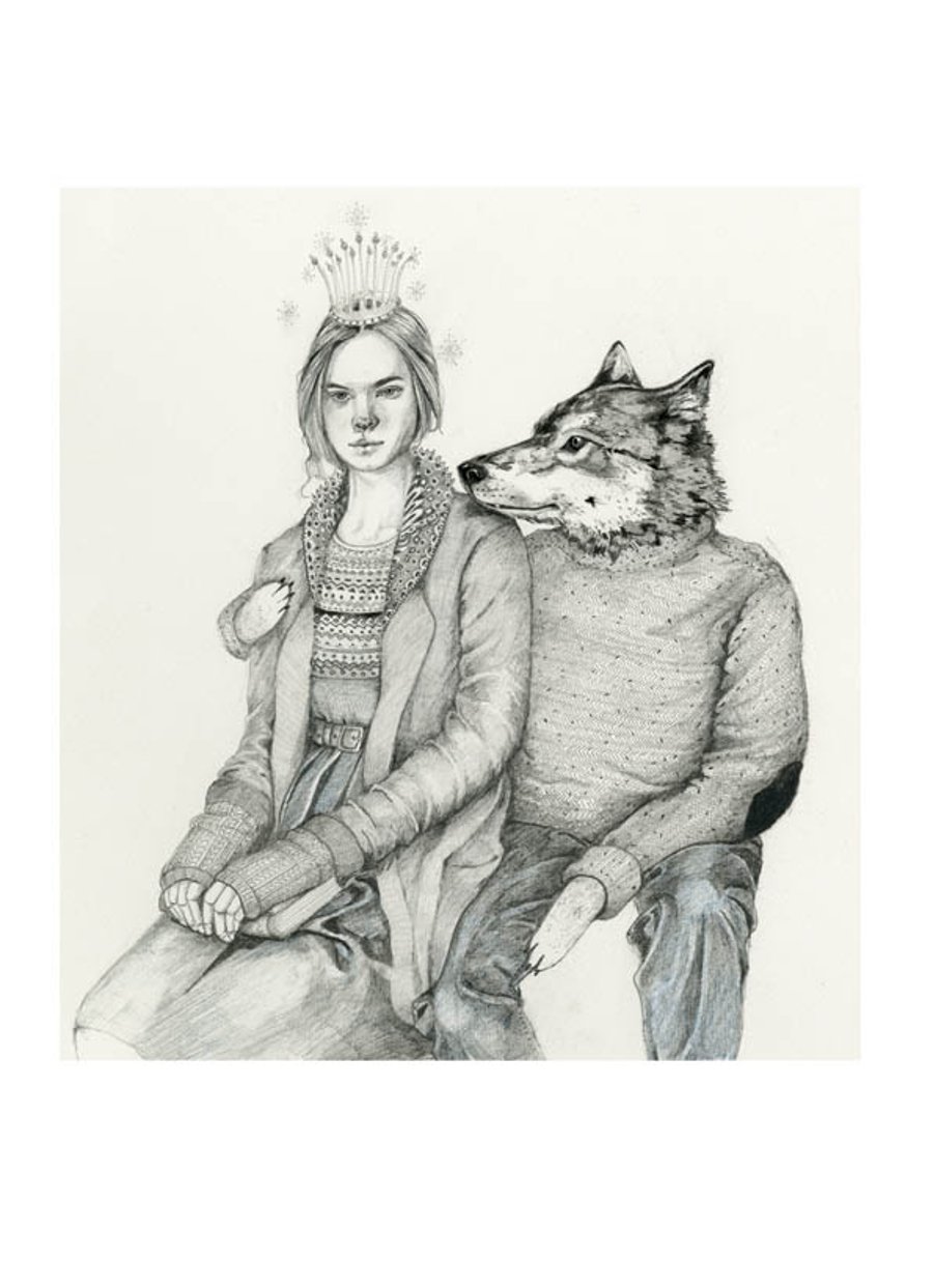 Wolf and Snow queen Giclee A4 print