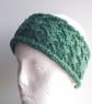 Green Headband, Handspun, Knitted Merino Wool