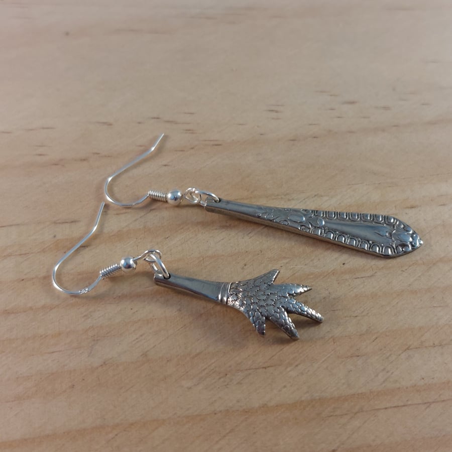 Upcycled Silver Plated Whole Tong Earrings (SPE062520)