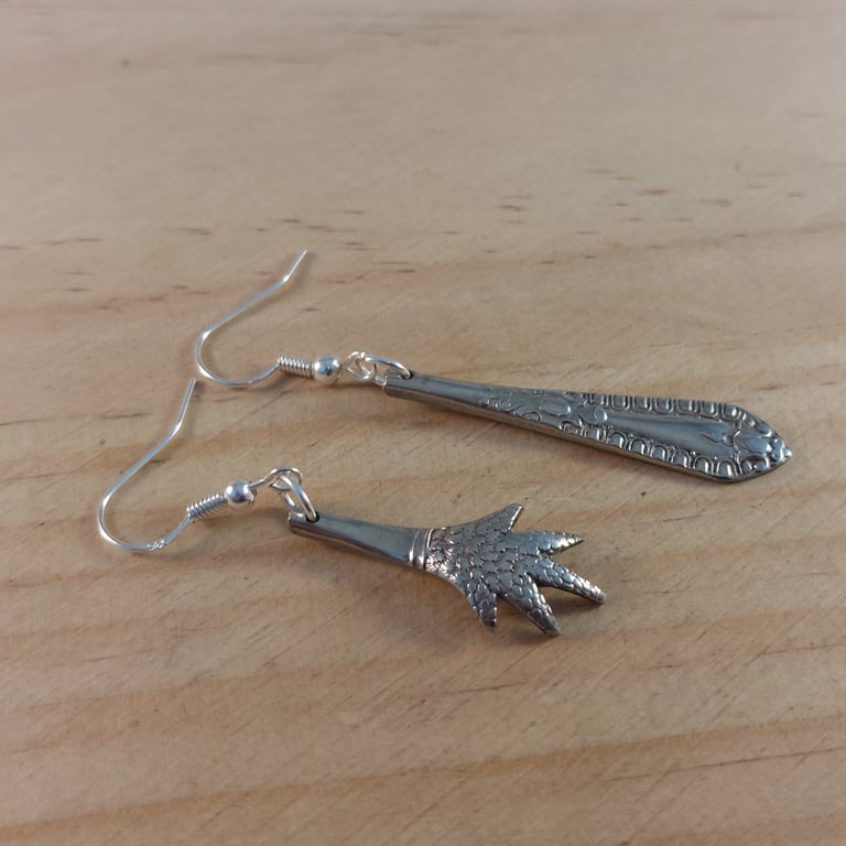 Upcycled Silver Plated Whole Tong Earrings (SPE062520)