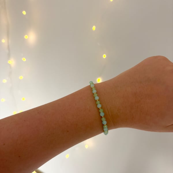 Light Green and Teal Beaded Bracelet