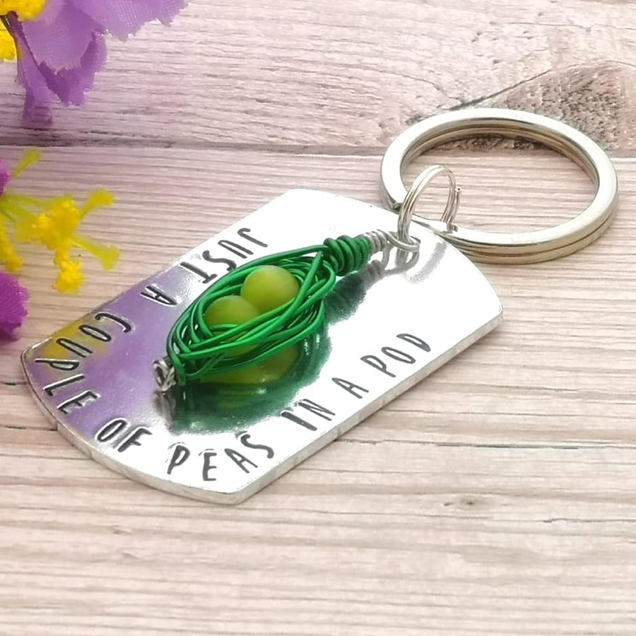 Pea Pod Keyring - Just A Couple Of Peas In A Pod - Best Friend Keyring - BFF