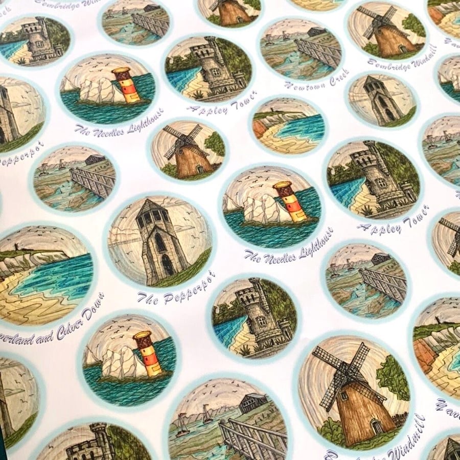 Isle of Wight Wrapping Paper featuring original art drawings