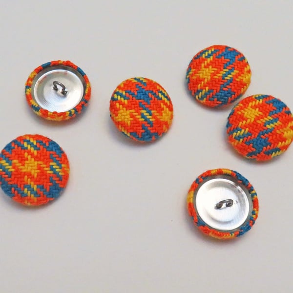 Sold - Orange Houndstooth Covered Buttons 