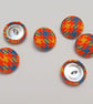 Sold - Orange Houndstooth Covered Buttons  - Image 1
