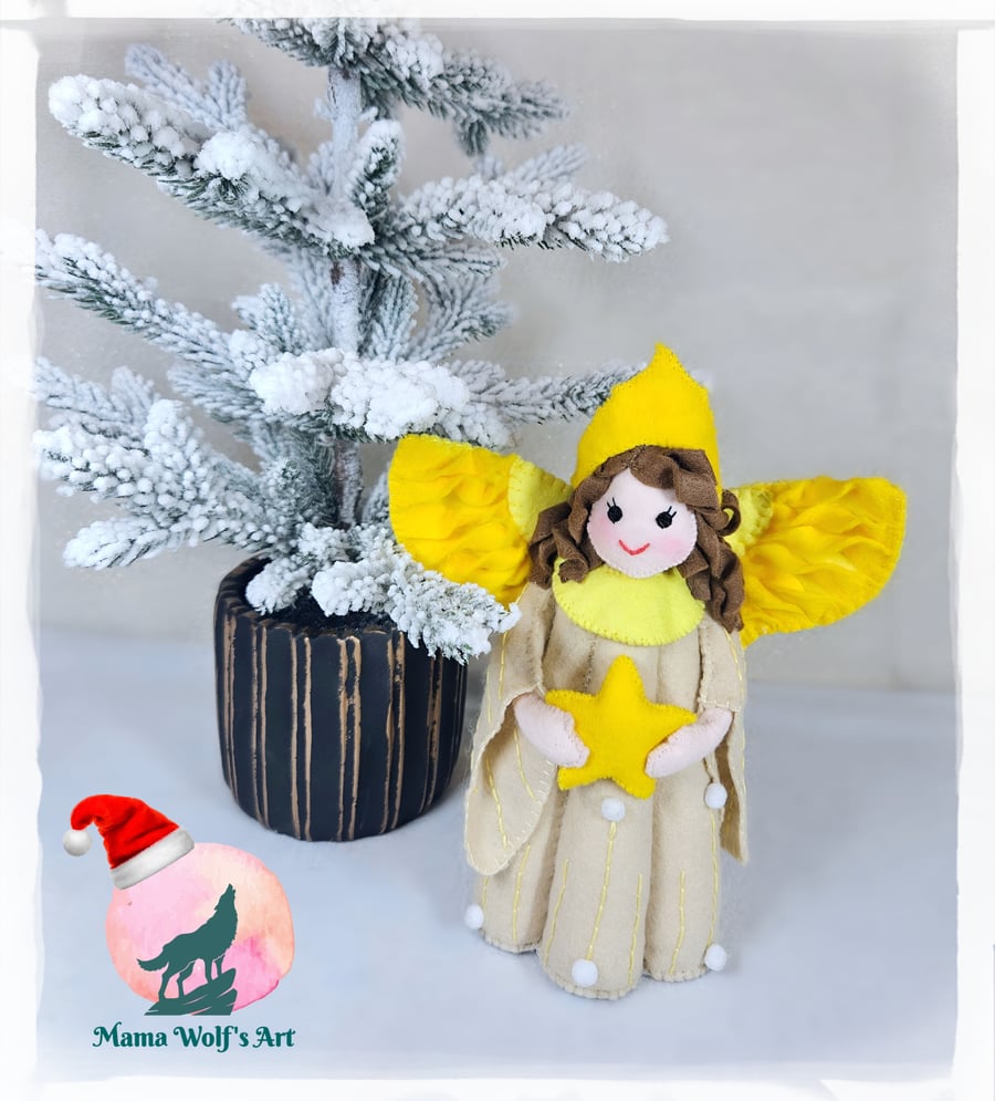 Christmas Angel in Cream Gown 