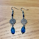 Mandala flower and beaded drop earrings 