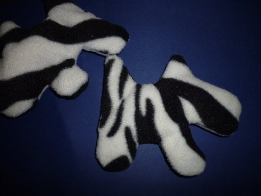 Cute doggie shaped reheatable pocket warmers- fleece zebra print