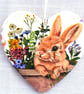 Decoupaged rabbit ceramic heart wall decoration. - Image 3