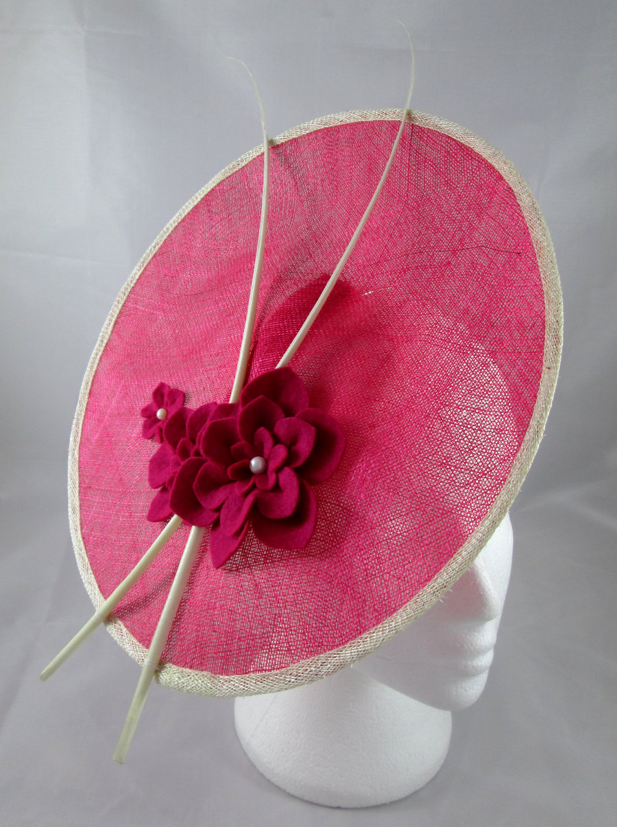 Pink Saucer Hat - Pink Fascinator, Wedding Hat, Races