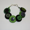 Green and Black button bracelet 