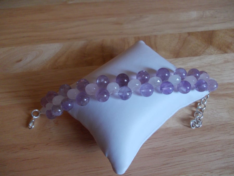 Amethyst and rose quartz bracelet