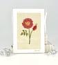 Pink dog rose textile artwork - unframed embroidery flower floral rose art - Image 1