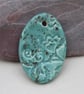 Large Eggshell Blue Brocade Ceramic Pendant - Image 1