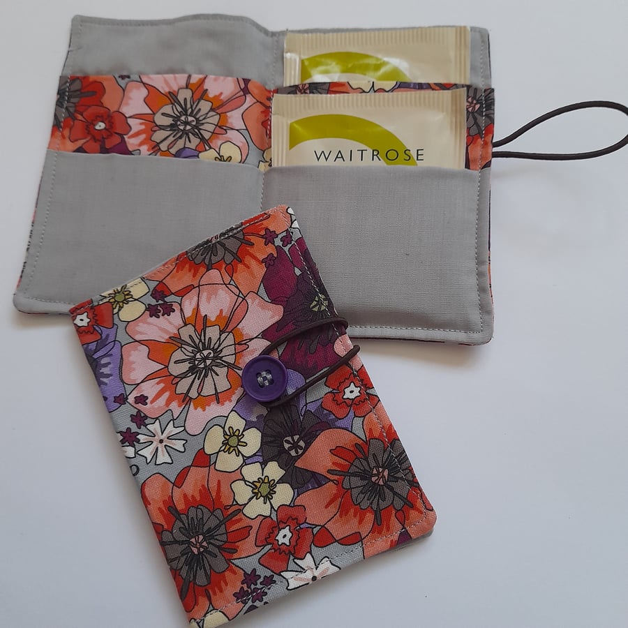 Floral Tea Wallet, Travel tea wallet, Teabag holder,
