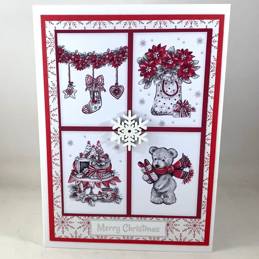 Red and grey Christmas card
