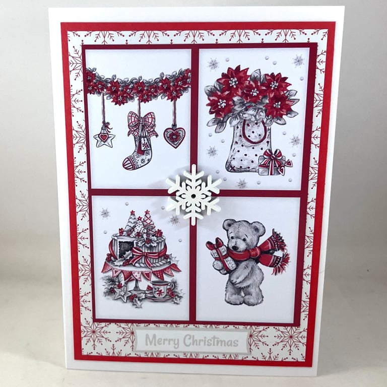 Red and grey Christmas card
