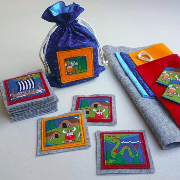 Craft kit - Viking matching pairs game, Sew it Yourself felt & fabric memory toy