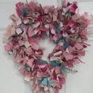 Romantic Pink Heart Rag Wreath