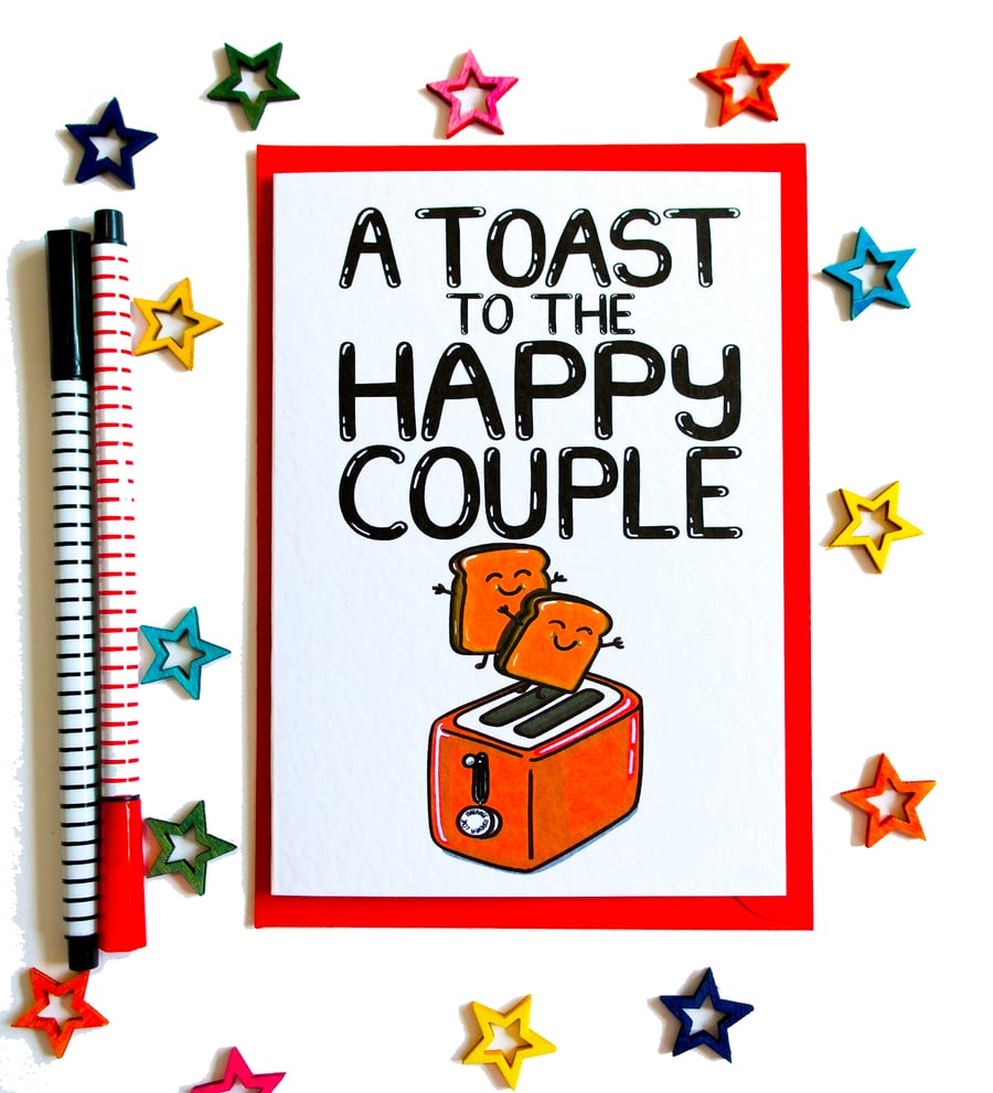 Wedding Engagement Anniversary Announcement Card A Toast To The Happy Couple 