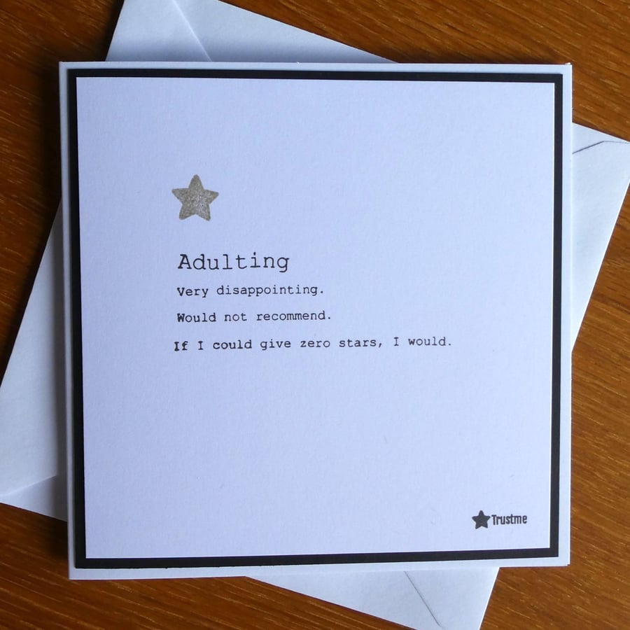 Adulting - Humourous Birthday Card