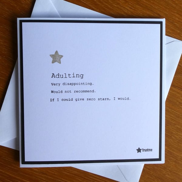 Adulting - Humourous Birthday Card