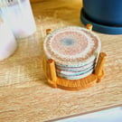 Resin Art set of 4 coasters with Oak holder