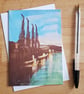 Bristol M Shed Cranes Card - Bristol Harbour Acrylic Painting Art Card