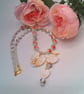 Ceramic Bead and Crystal Necklace with a Double Sided Heart Pendant and Earrings - Image 4