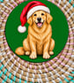 Christmas Golden Retriever Coaster – Festive Dog Lover Gift 