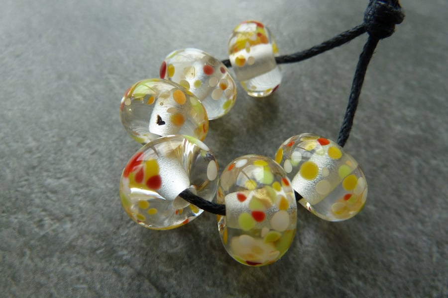 yellow frit lampwork glass beads