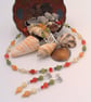 Alashan Stone, Micro Crystals and Seed Bead Necklace & Earrings, Gift for Her - Image 1