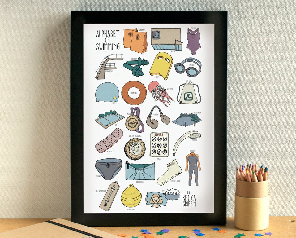 Swimming Alphabet Art Print