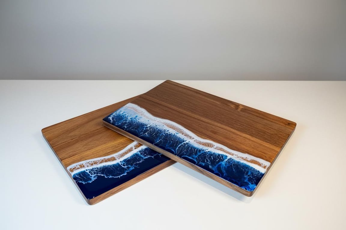 Handmade Acacia Wood Resin Ocean Charcuterie Board Scottish Serving Platter