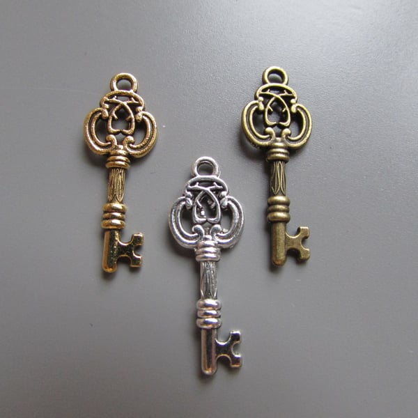Steampunk Key Jewellery Charm x 2 LARP
