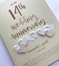 14th (Ivory) Anniversary Card – Personalised with names and date