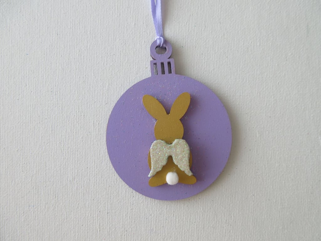 Hanging Decoration Christmas Tree Bauble Bunny Rabbit Memorial Angel Wings