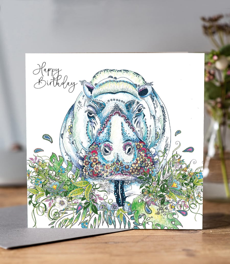 Happy Birthday Hippo Greeting card