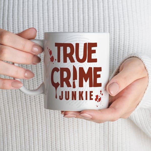 True Crime Junkie Mug: Gift for Mystery Crime Podcast Lovers, Home Detective 