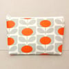 Make up bag with orange and grey flowers