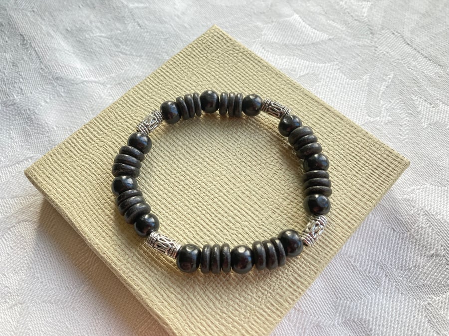 Black & Silver stretchy bracelet 