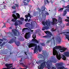 original art painting purple flowers ( ref F 559)